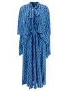 Balenciaga Midi Dress With Bow And Print In Blue