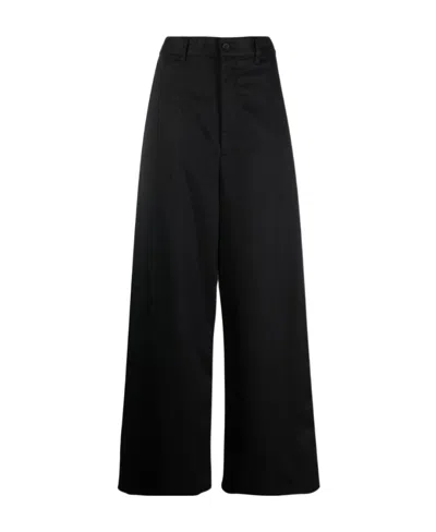 Balenciaga Drop-crotch Wide-leg Trousers In Black