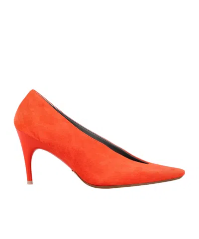 Balenciaga Duchesse Asymmetric Heeled Pumps In Orange
