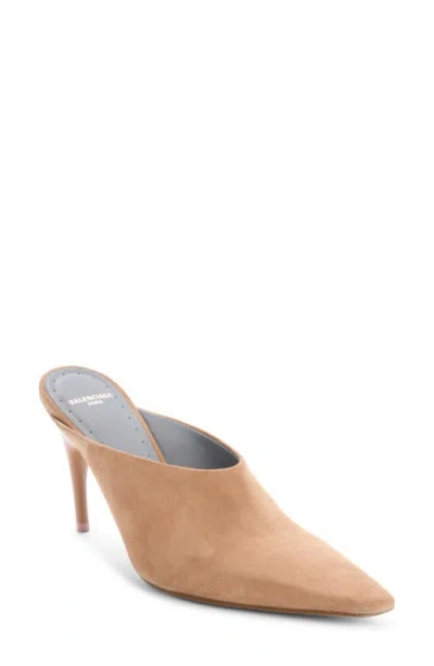 Balenciaga Duchesse Pointed Toe Mule In 9387 Camel/gold