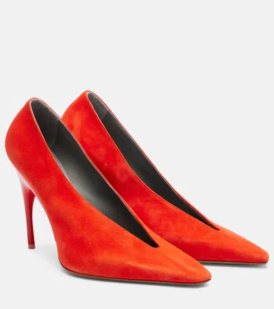 Balenciaga Duchesse Asymmetric Pointed Toe Pump In Red