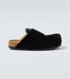 Balenciaga Dumbo Sabot In Distressed Suede Calfskin Men In Black