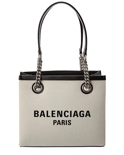BALENCIAGA BALENCIAGA DUTY FREE CANVAS & LEATHER TOTE