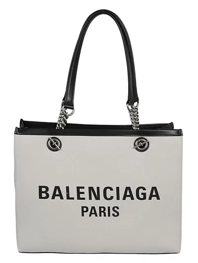 Balenciaga Duty Free Canvas Tote Bag In Beige