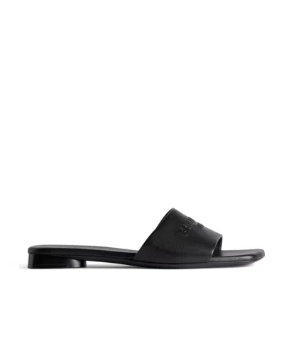 Balenciaga Duty Free Leather Sliders In Black | ModeSens