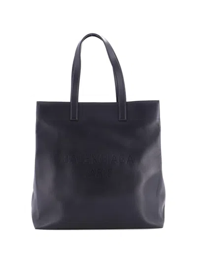 Pre-owned Balenciaga Duty Free Leather North South Tote Bag In Black