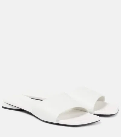 Balenciaga White Leather Duty Free Slippers