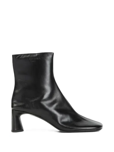 Balenciaga Duty Free Logo-embossed Ankle Boots In Black