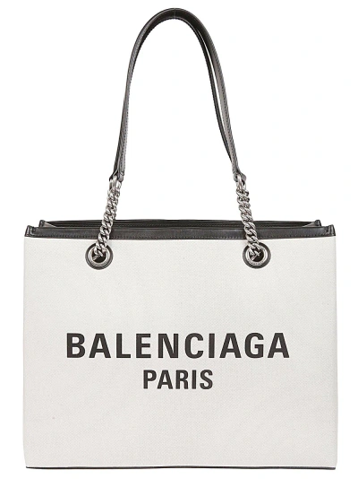 Balenciaga Duty Free Medium Tote Bag In Natural,black
