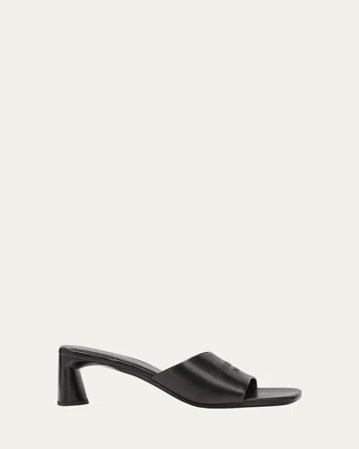 Balenciaga Dutyfree Leather Logo Mule Sandals In Black