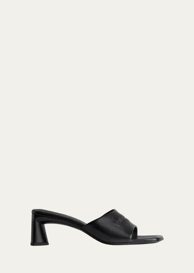 BALENCIAGA DUTYFREE LEATHER LOGO MULE SANDALS
