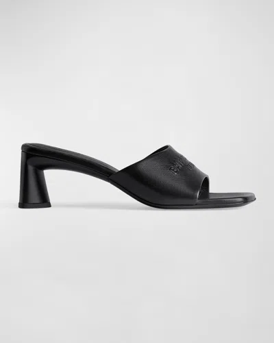 BALENCIAGA DUTYFREE LEATHER LOGO MULE SANDALS