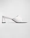 Balenciaga Dutyfree Leather Logo Mule Sandals In White