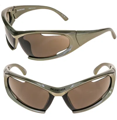 Pre-owned Balenciaga Dynamo 0318 Gold Brown 004 Fashion Demna Mask Wrap Sunglasses Bb0318