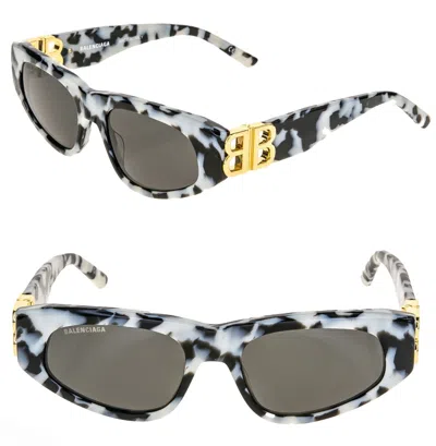 Pre-owned Balenciaga Dynasty 0095 Black White Zebra 010 Bb Logo Narrow Sunglasses Bb0095s In Gray