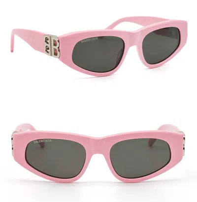 Pre-owned Balenciaga Dynasty 0095 Pink Gray 013 Fashion Bb Logo Narrow Sunglasses Bb0095s