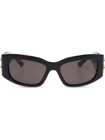 Balenciaga Rectangle-frame Sunglasses In Black