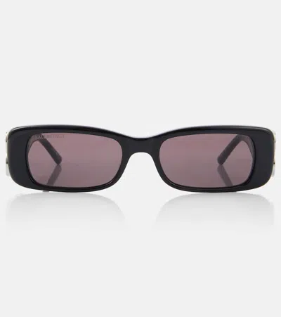 Balenciaga Dynasty Embellished Rectangular Sunglasses In Black