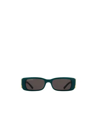 Balenciaga Dynasty Rectangle-frame Sunglasses In Green / Grey