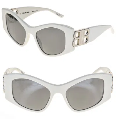 Pre-owned Balenciaga Dynasty Xl 0287 White Fashion Geometric Unisex Sunglasses Bb0287s 006 In Silver