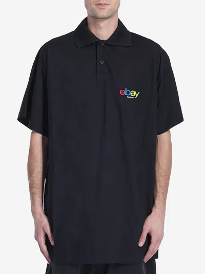 Balenciaga E Bay Polo Shirt In Black