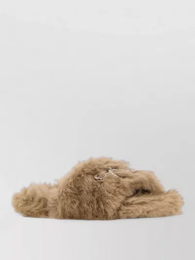 Balenciaga Eco Faux Fur Open Toe Slippers In Brown