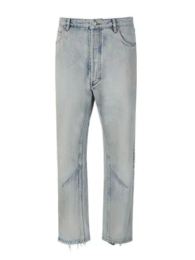Balenciaga Edgy Distressed Denim Straight-leg Jeans For Men In Blue
