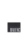 Balenciaga Logo Printed Card Holder In Black