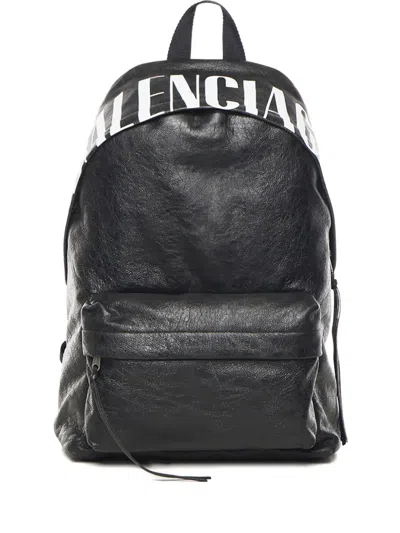 Balenciaga Editor Leather Backpack In Black