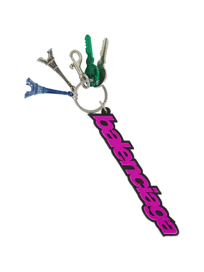 Balenciaga Motorcycle Keychain In Rubber In Metallic