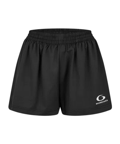 Balenciaga Elastic Waist Shorts In Black