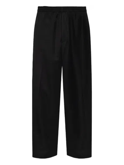 Balenciaga Elastic-waist Wool Trousers In Black