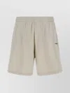 Balenciaga Elastic Waistband Raw Hem Side Pockets Shorts In Neutral
