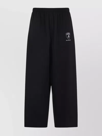 Balenciaga Elastic Waistband Tracksuit Pants In Black