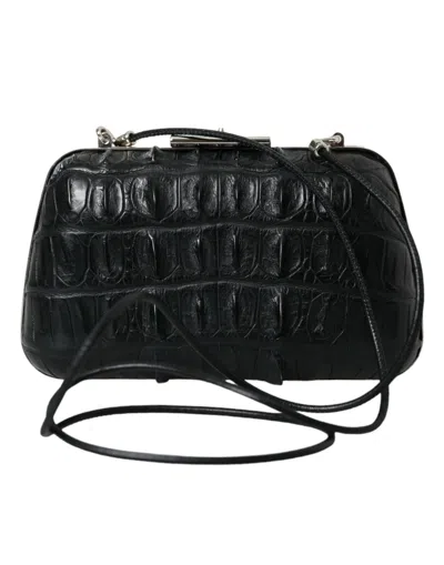 Balenciaga Elegant Crocodile Leather Evening Clutch In Black