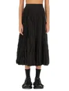 Balenciaga Pleated Leather Midi Skirt In Brown