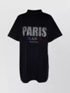 Balenciaga Embellished Graphic Print Mock Neck T-shirt