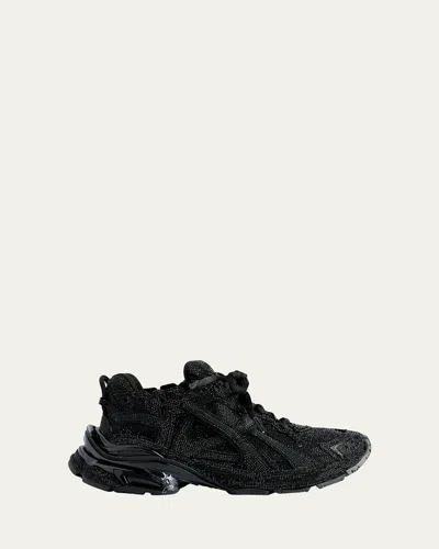 Balenciaga Embellished Runner Sneakers In Black