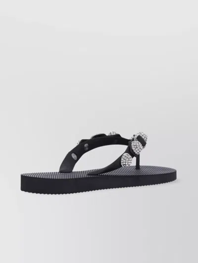 Balenciaga Women Black Rubber Cagole Thong Slippers In Multi