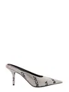 Balenciaga Embellished Suede Square Knife Mules In Metallic