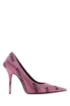Balenciaga Square Knife Crystal-embellished Logo-jacquard Suede Pumps