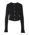 Balenciaga Crop Bouclé Cardigan In Black