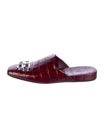 Pre-owned Balenciaga Embossed Leather Animal Print Mules In Red