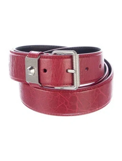 Pre-owned Balenciaga Embossed Leather Belt In Red