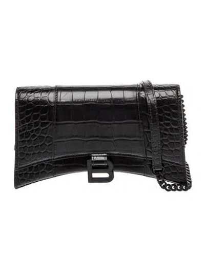 Pre-owned Balenciaga Embossed Leather Clutch In Black