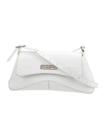 Pre-owned Balenciaga Embossed Leather Clutch Small In White