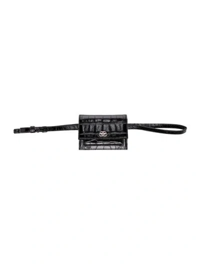 Pre-owned Balenciaga Embossed Leather Xxs Embossed Leather Belt Bag In Black