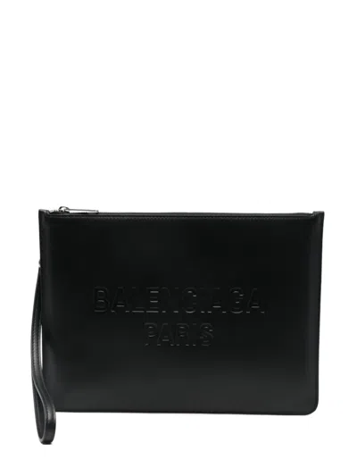Balenciaga Clutch Mit Logo-prägung In Black