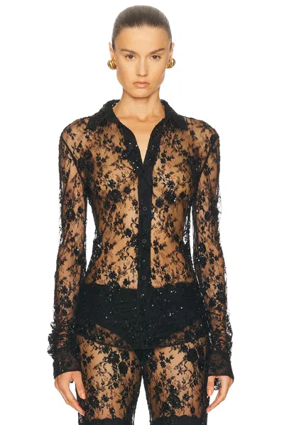 Balenciaga Embro Fitted Shirt In Black