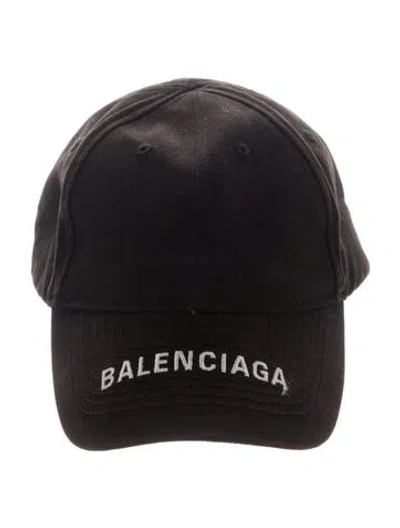 Pre-owned Balenciaga Embroiderd Denim Baseball Hat In Black